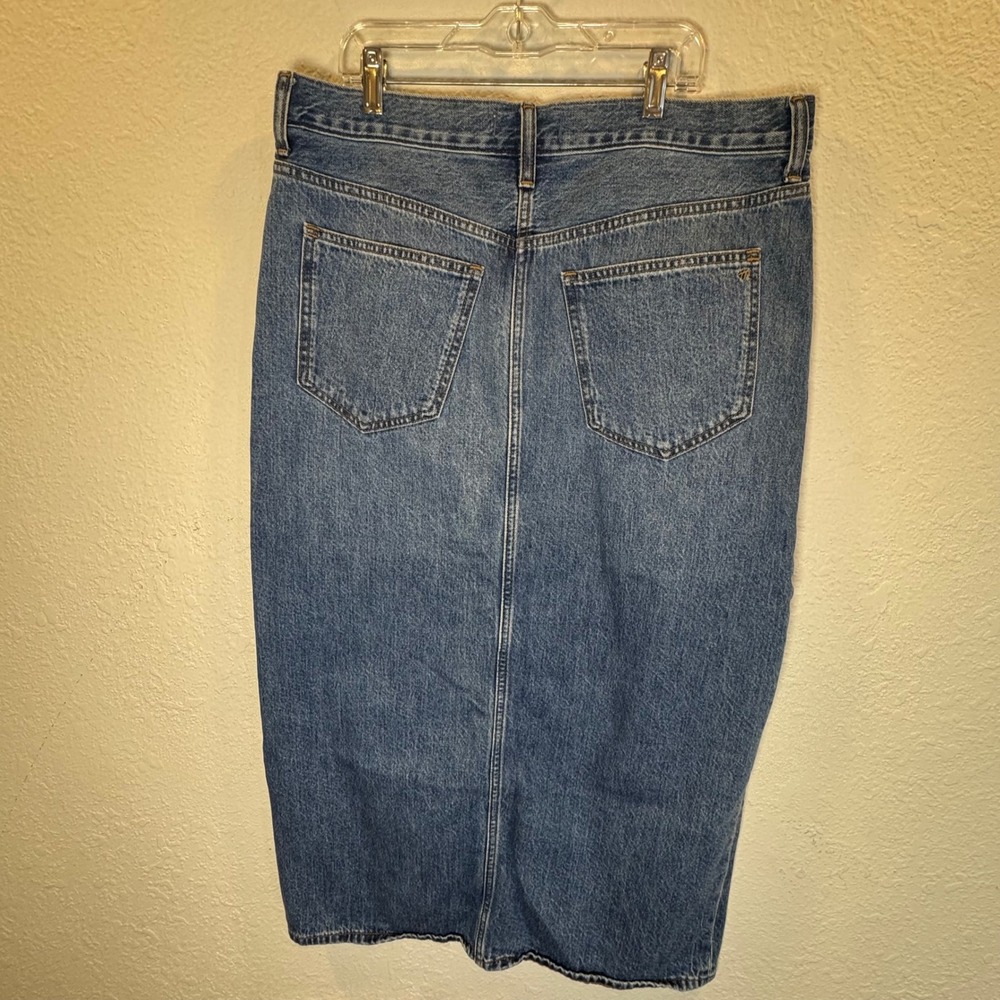 Madewell Denim Midi Skirt Medium Wash Front Slit Cotton Size 29 CKP482132694 - Picture 5 of 14